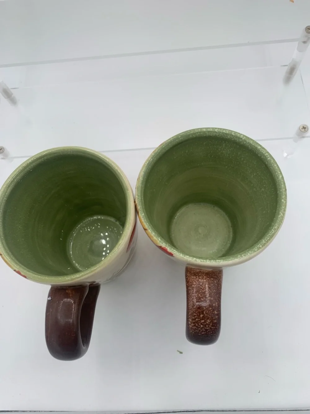Set/2 Pier 1 Imports Carynthum Hand Painted Sturdy Earthenware Coffee Mugs 14oz